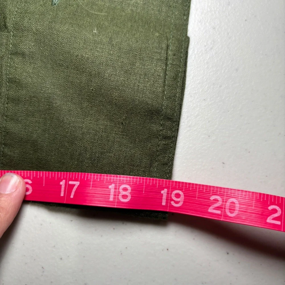 Banana‎ Republic Olive Green Linen Blend Utility Romper Large Petite LP